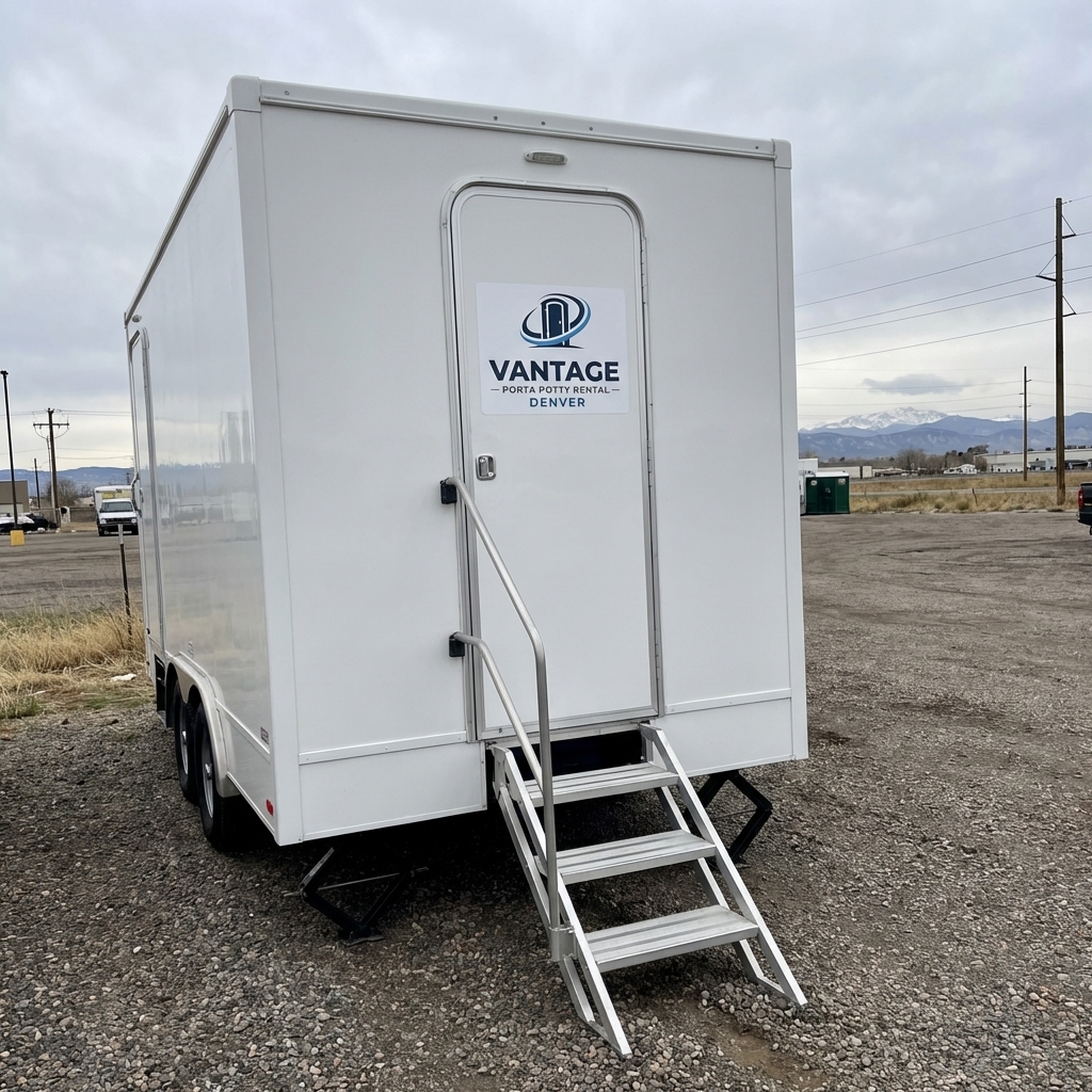 Luxury Restroom Trailer by Vantage Porta Potty Rental Denver